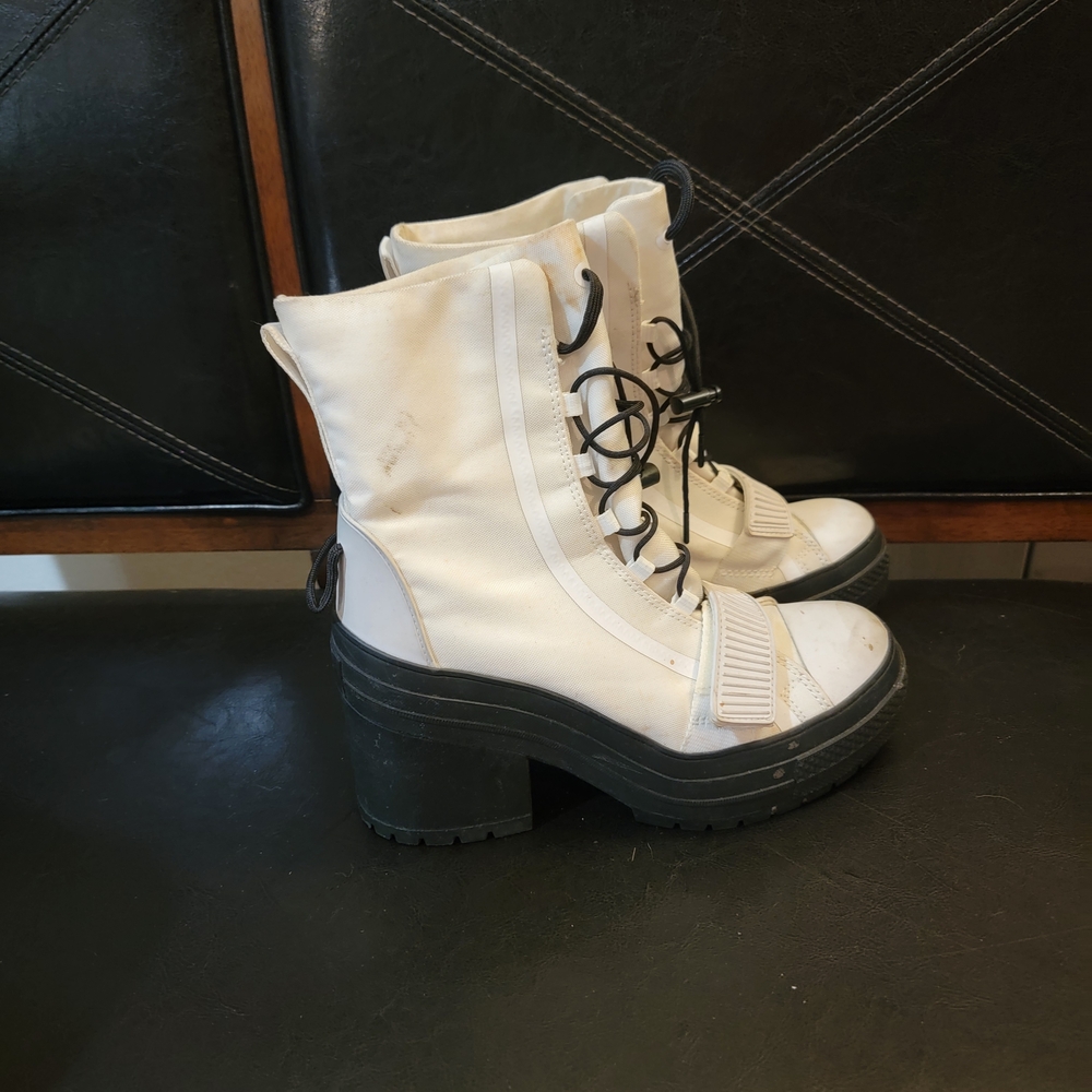 Y2K Converse x JW Anderson White Platform Heel Boots - Size 7.5 Women's